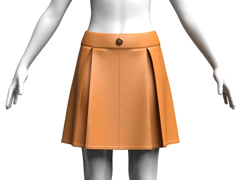 Girls High-Waisted Box Pleated Mini Skirt 3D Model