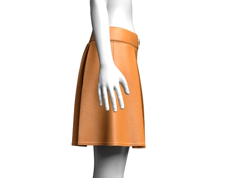 Girls High-Waisted Box Pleated Mini Skirt 3D Model