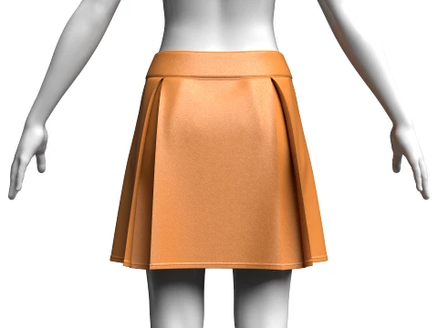 Girls High-Waisted Box Pleated Mini Skirt 3D Model