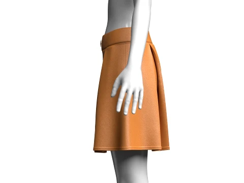 Girls High-Waisted Box Pleated Mini Skirt 3D Model