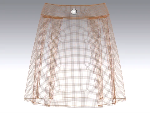 Girls High-Waisted Box Pleated Mini Skirt 3D Model