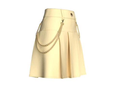 Girls Pleated Mini Skirt With Chain 3D Model