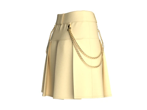 Girls Pleated Mini Skirt With Chain 3D Model