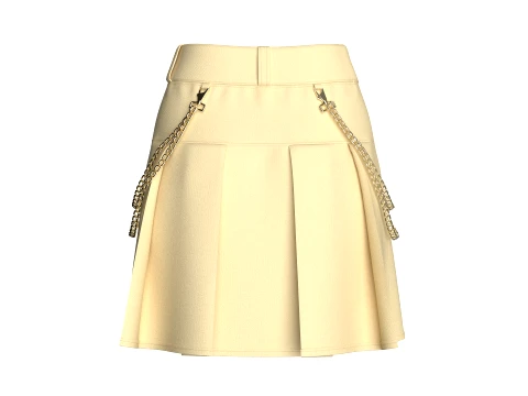 Girls Pleated Mini Skirt With Chain 3D Model