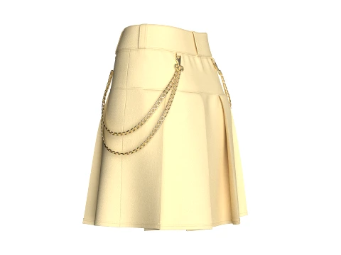 Girls Pleated Mini Skirt With Chain 3D Model