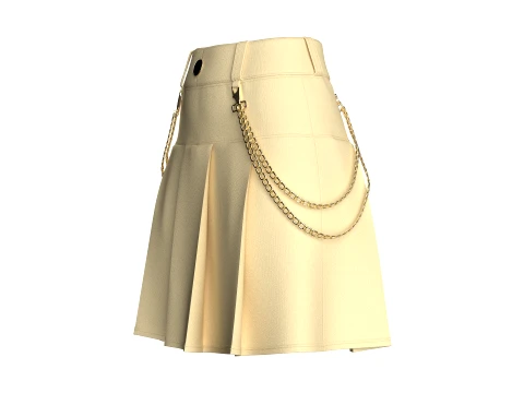 Girls Pleated Mini Skirt With Chain 3D Model