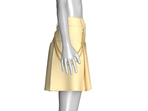 Girls Pleated Mini Skirt With Chain 3D Model