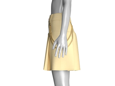 Girls Pleated Mini Skirt With Chain 3D Model