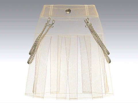 Girls Pleated Mini Skirt With Chain 3D Model