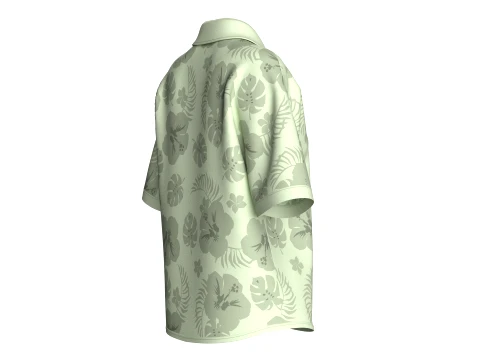 Girls Printed Short Sleeve Button-Up Shirt 3D Model