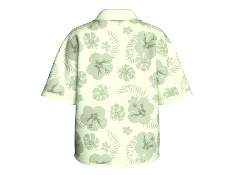 Girls Printed Short Sleeve Button-Up Shirt 3D Model