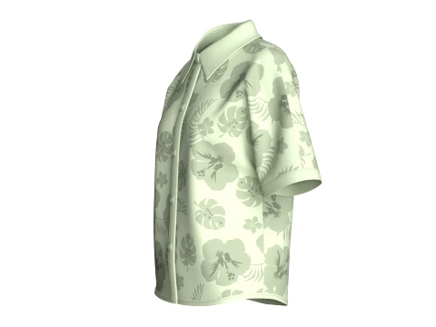 Girls Printed Short Sleeve Button-Up Shirt 3D Model