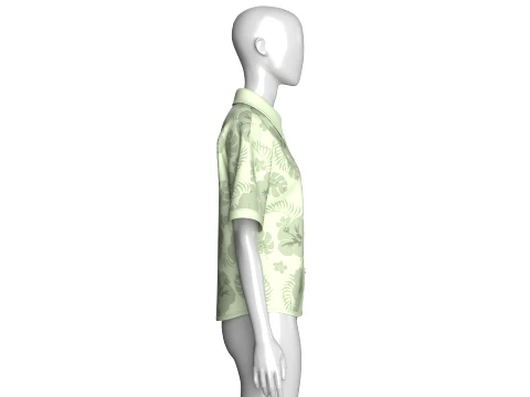 Girls Printed Short Sleeve Button-Up Shirt 3D Model