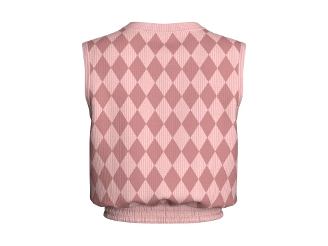 Girls Sleeveless Crop Top With Elastic-Hem 3D Model