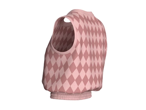 Girls Sleeveless Crop Top With Elastic-Hem 3D Model