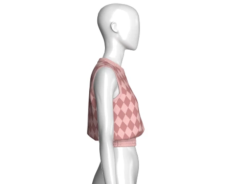 Girls Sleeveless Crop Top With Elastic-Hem 3D Model
