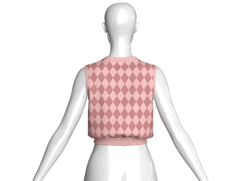 Girls Sleeveless Crop Top With Elastic-Hem 3D Model
