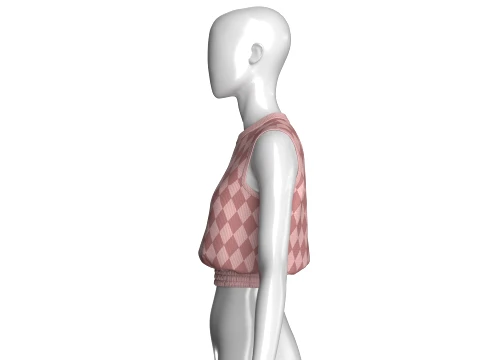 Girls Sleeveless Crop Top With Elastic-Hem 3D Model