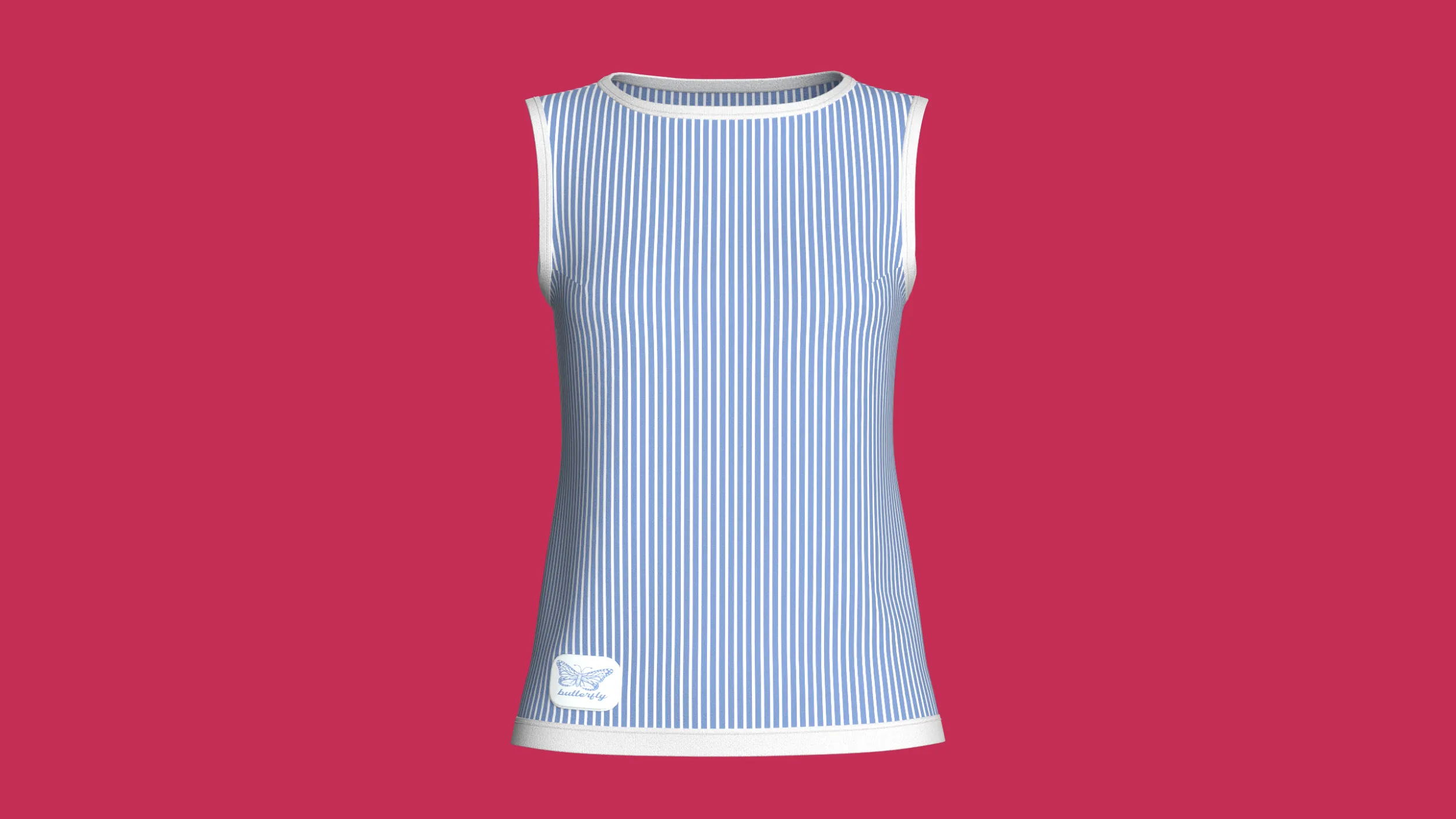 Girls Striped Printed Tank Top With Patch 3D Model .c4d .max .obj .3ds .fbx .stl .blend 