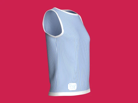 Girls Striped Printed Tank Top With Patch 3D Model