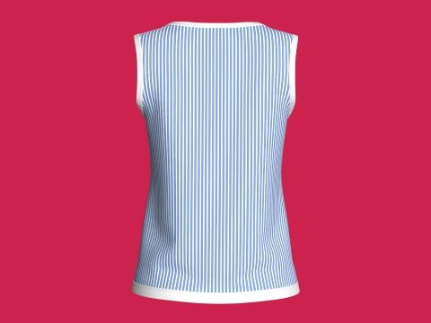 Girls Striped Printed Tank Top With Patch 3D Model