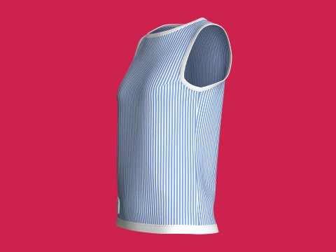 Girls Striped Printed Tank Top With Patch 3D Model