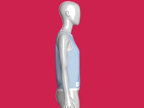 Girls Striped Printed Tank Top With Patch 3D Model