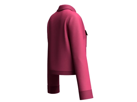 Girls Zip-Up Collared Jacket With Flap Pocket 3D Model