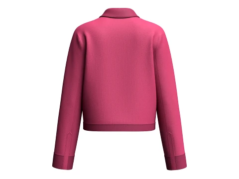 Girls Zip-Up Collared Jacket With Flap Pocket 3D Model