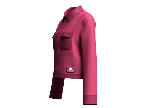 Girls Zip-Up Collared Jacket With Flap Pocket 3D Model