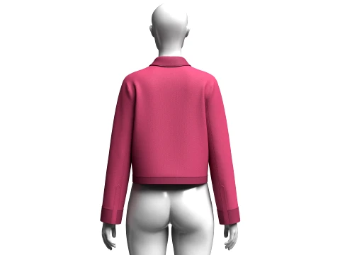 Girls Zip-Up Collared Jacket With Flap Pocket 3D Model