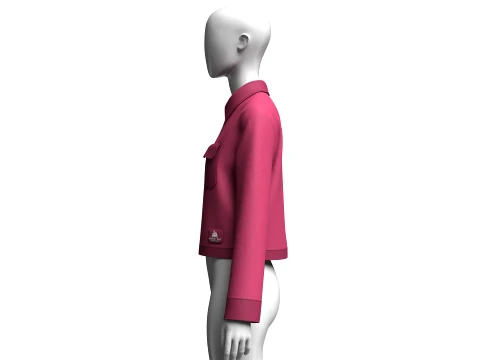 Girls Zip-Up Collared Jacket With Flap Pocket 3D Model
