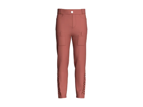 Men Criss-Cross Lace Up Hem Pant 3D Model