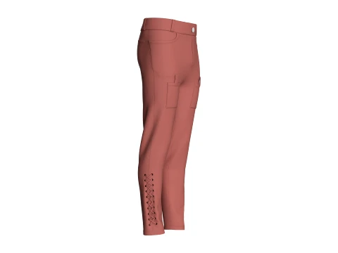 Men Criss-Cross Lace Up Hem Pant 3D Model