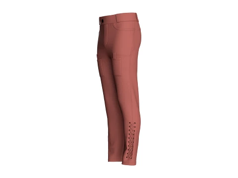 Men Criss-Cross Lace Up Hem Pant 3D Model