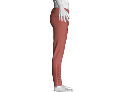 Men Criss-Cross Lace Up Hem Pant 3D Model