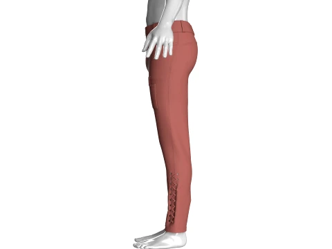 Men Criss-Cross Lace Up Hem Pant 3D Model
