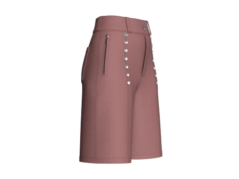 Girls High Waisted Multi-Button Shorts 3D Model