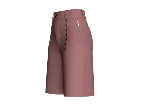 Girls High Waisted Multi-Button Shorts 3D Model