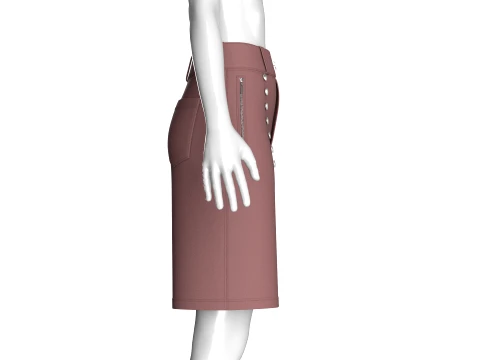 Girls High Waisted Multi-Button Shorts 3D Model