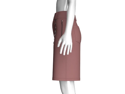 Girls High Waisted Multi-Button Shorts 3D Model