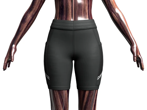 Girls High-Waisted Shorts With Side Mesh Pocket 3D Model
