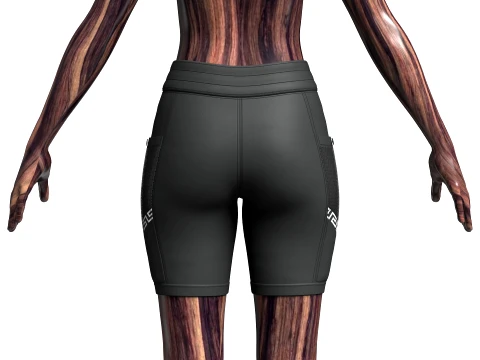 Girls High-Waisted Shorts With Side Mesh Pocket 3D Model