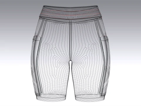 Girls High-Waisted Shorts With Side Mesh Pocket 3D Model