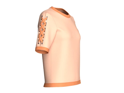 Girls Lace-Up Short Sleeve Tshirt 3D Model
