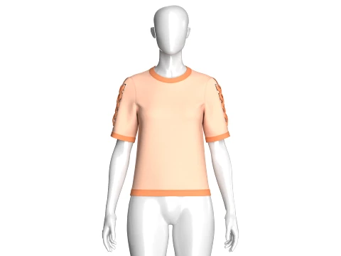 Girls Lace-Up Short Sleeve Tshirt 3D Model