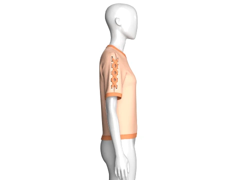 Girls Lace-Up Short Sleeve Tshirt 3D Model