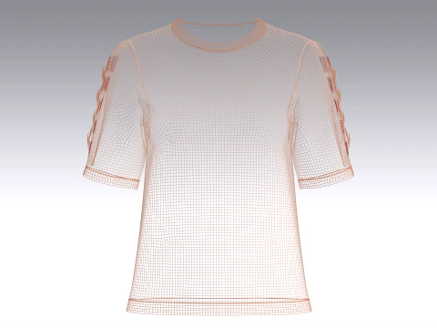 Girls Lace-Up Short Sleeve Tshirt 3D Model