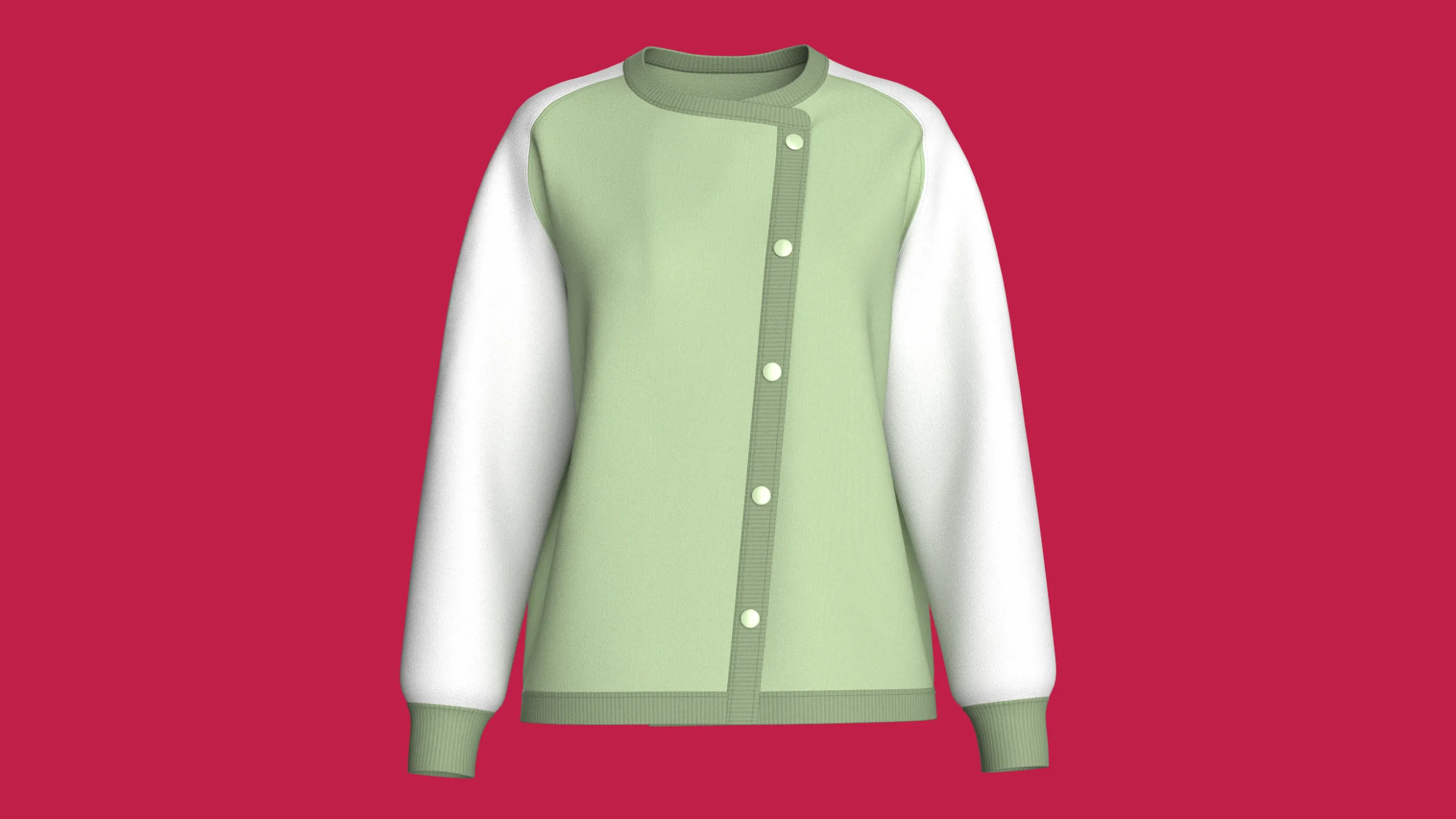 Girls Raglan Side Button-Up Sweatshirt 3D Model .c4d .max .obj .3ds .fbx .stl .blend