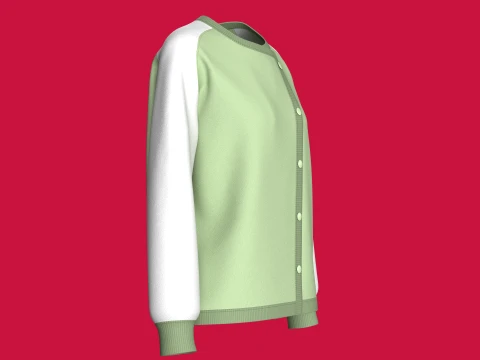 Girls Raglan Side Button-Up Sweatshirt 3D Model